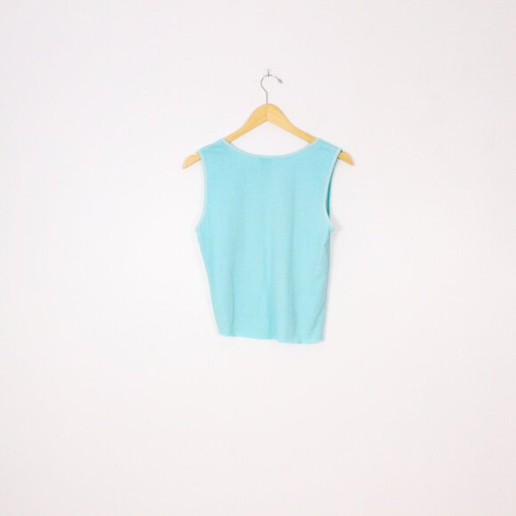 *Pink Blue Muscle Cropped Tank Top - Picture 5 of 6